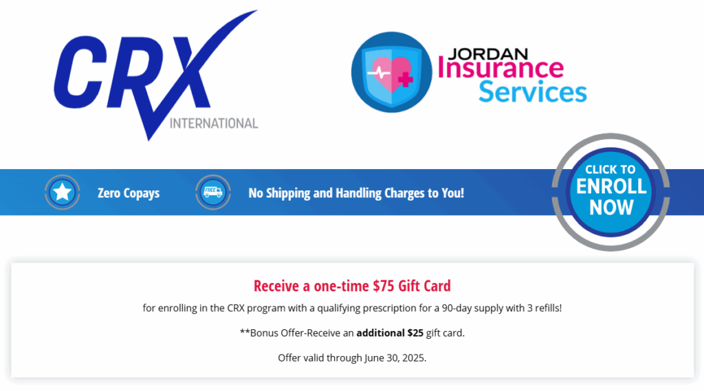CRX gift card offer when enrolling